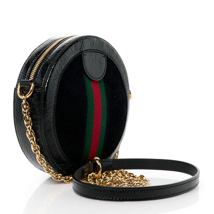 Gucci Suede Patent Web Mini Ophidia Round Shoulder Bag Black 3 of 11