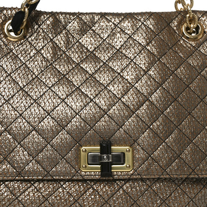 Lanvin Crackled Metallic Lame Quilted Happy Partage Bag Gold 13 of 17