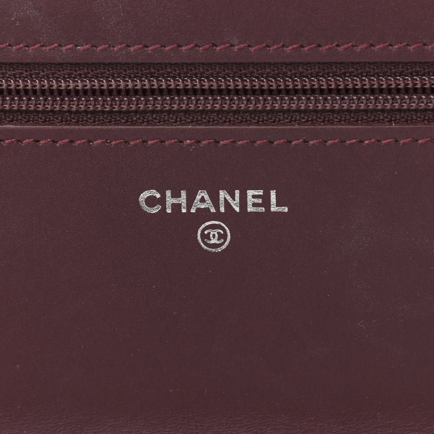 Patent Quilted Brilliant Wallet On Chain WOC Dark Burgundy