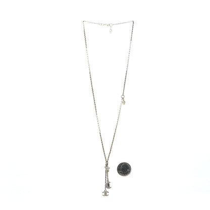 Chanel Crystal Pearl CC Moon Star Drop Necklace Gold 3 of 6