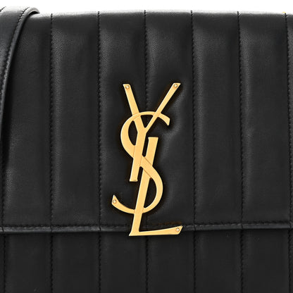 Saint Laurent Lambskin Matelasse Monogram Vicky Chain Wallet Black 7 of 10
