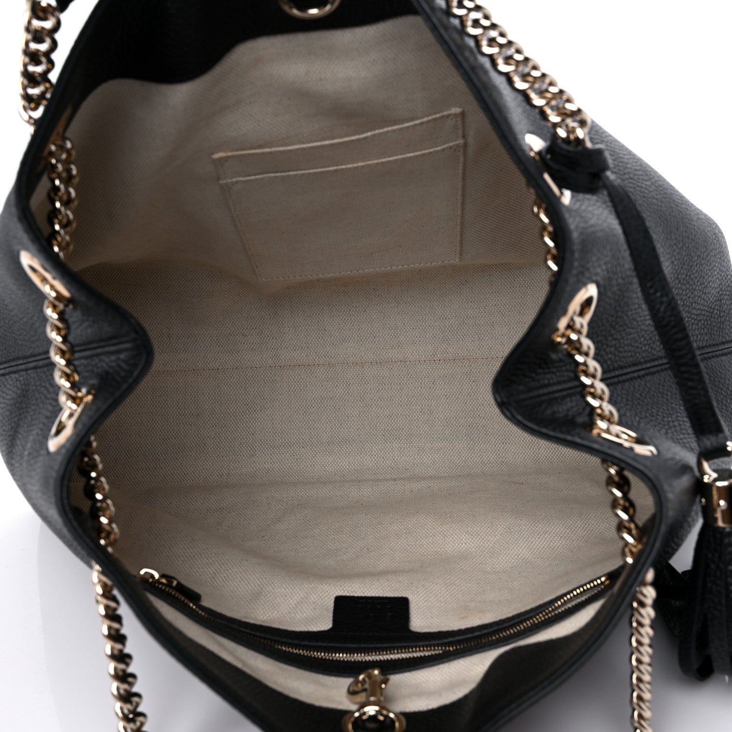 Gucci Pebbled Calfskin Medium Soho Chain Shoulder Bag Black 4 of 10