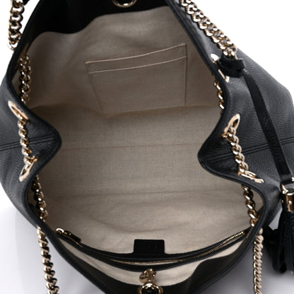Gucci Pebbled Calfskin Medium Soho Chain Shoulder Bag Black 4 of 10