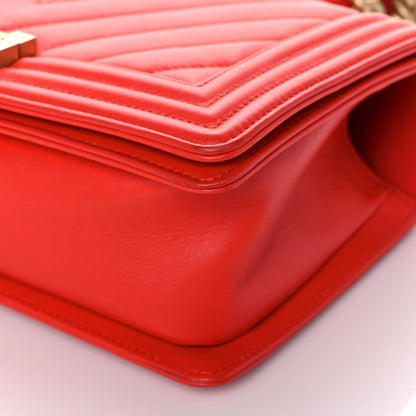 Chanel Calfskin Chevron Quilted Medium Boy Flap Red 9 of 11