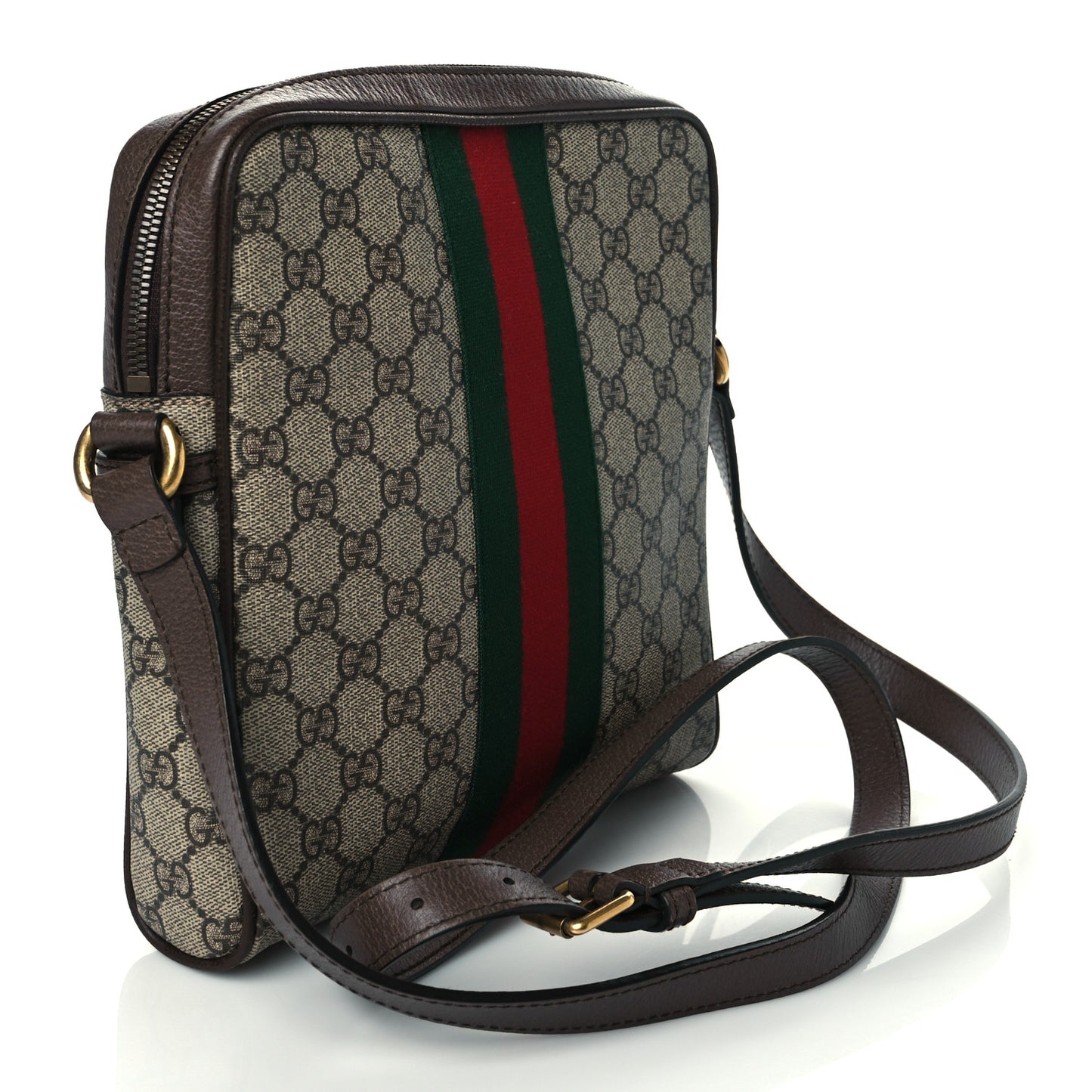 GG Supreme Monogram Web Small Ophidia Messenger Bag Brown