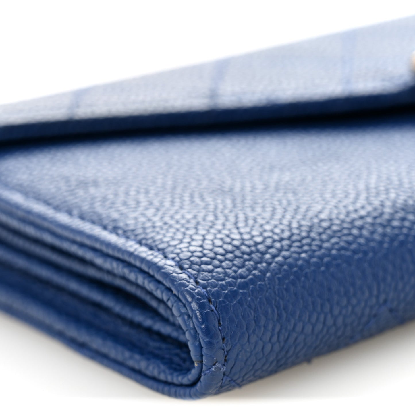Caviar Quilted CC Box Gusset Flap Wallet Blue