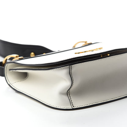 Prada City Calf Pionniere Saddle Bag Black White 6 of 9