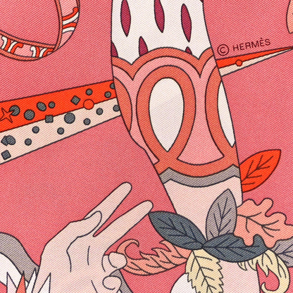 Hermes Silk Le Sacre Des Saisons Scarf 90 Vieux Rose Gris Bleute Orange 4 of 5