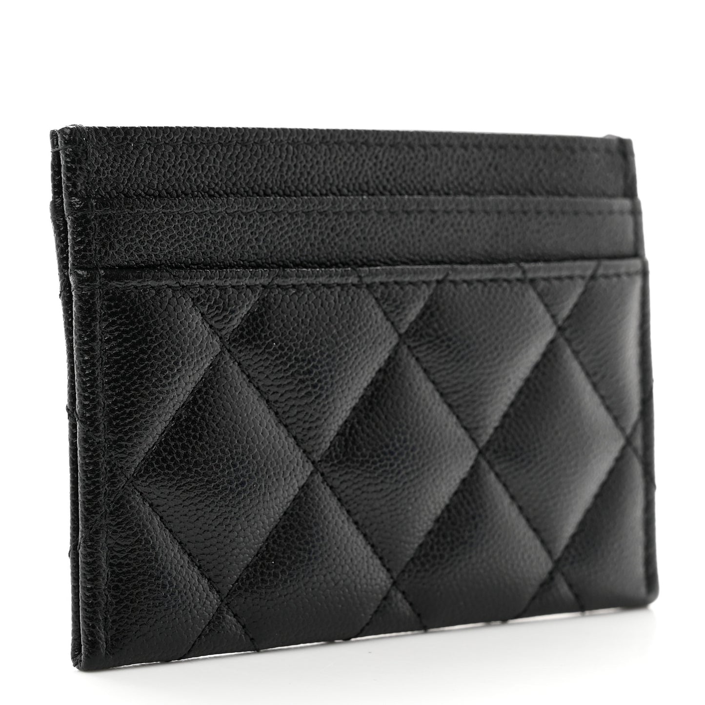 Caviar Quilted Studded CC Card Holder Black
