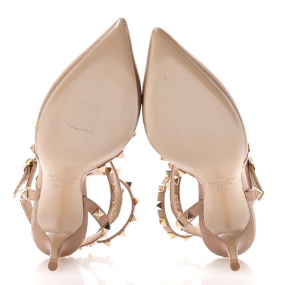 Valentino Garavani Pebbled Calfskin Rockstud Ankle Strap 65mm Pumps 36.5 Alpaca 6 of 8