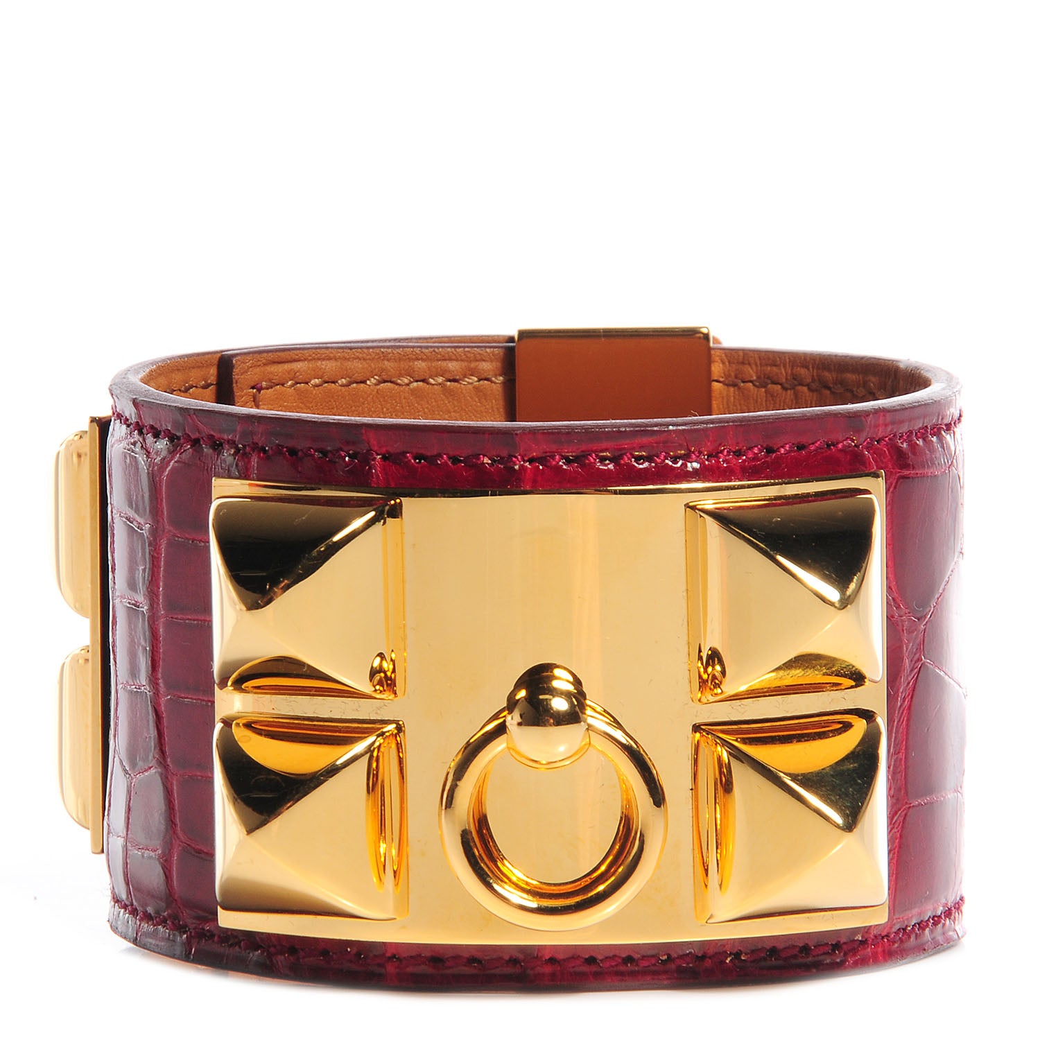 Hermes Shiny Alligator Collier De Chien CDC Bracelet Braise 1 of 7