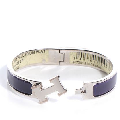 Hermes Silver and Palladium Clic Clac H Bracelet PM Prune 3 of 5