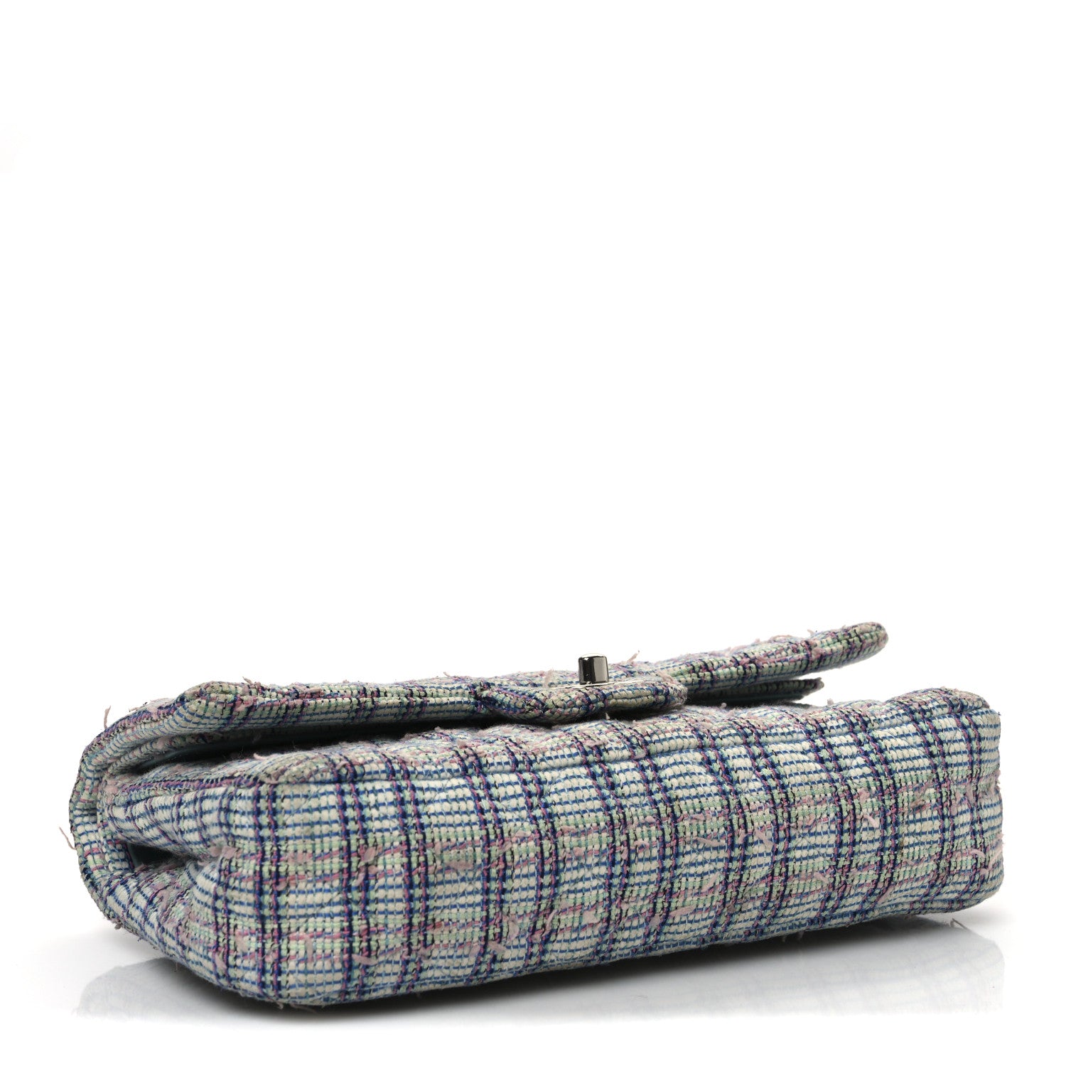 Chanel Tweed Quilted Medium Double Flap Blue White Pink Green 4 of 10