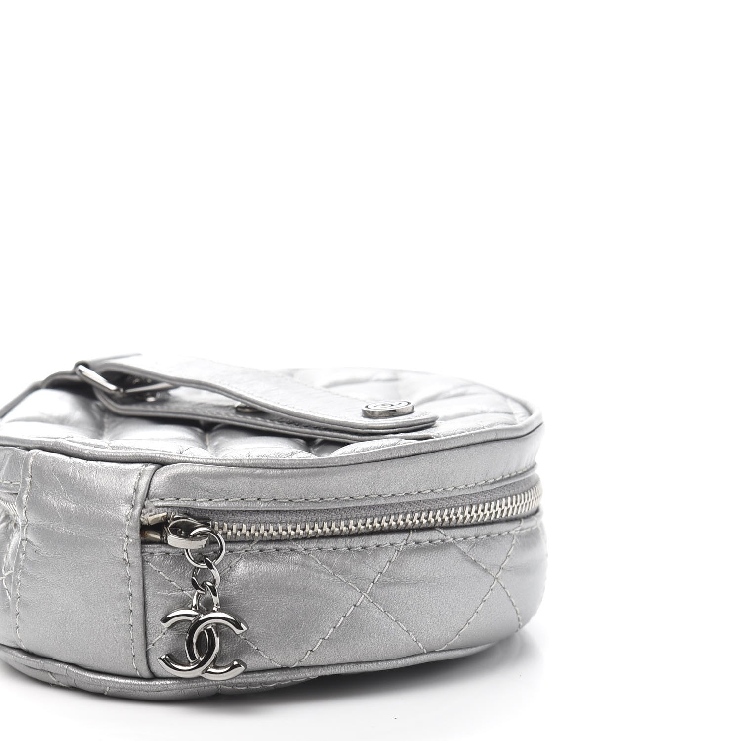 Chanel Metallic Aged Calfskin Quilted Round Bag Silver 11 of 12