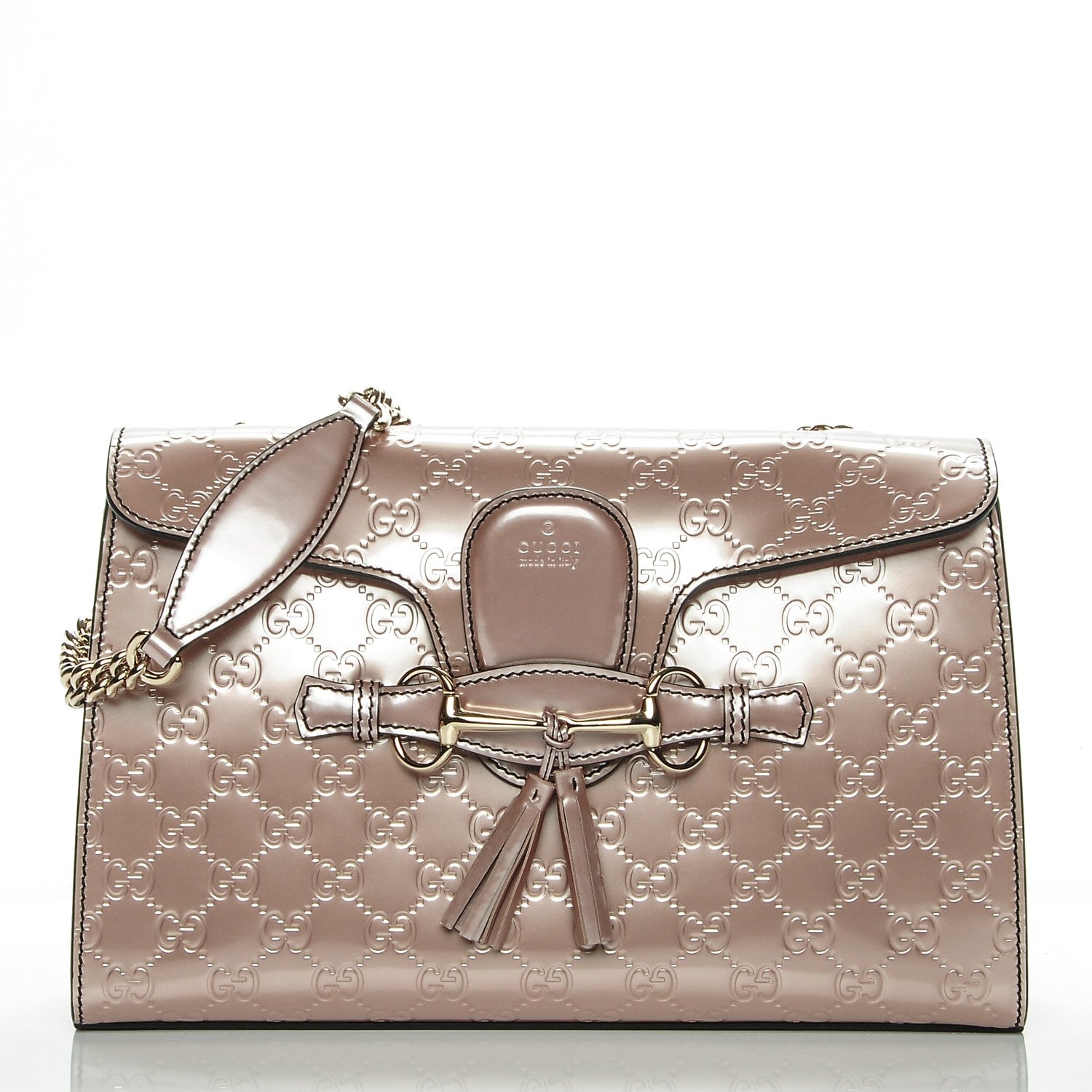 Gucci Shine Guccissima Medium Emily Chain Shoulder Bag Dark Cipria 1 of 7