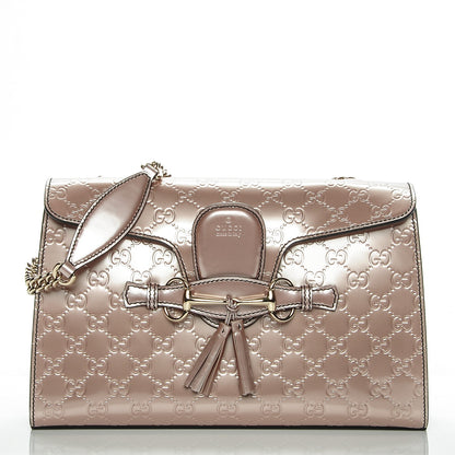 Gucci Shine Guccissima Medium Emily Chain Shoulder Bag Dark Cipria 1 of 7