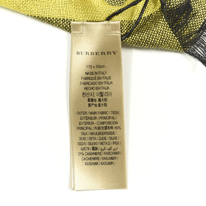 Burberry Silk Cashmere Half Mega Check Scarf Green Cream 4 of 4