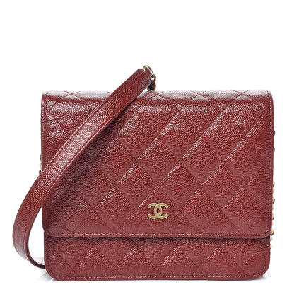 Chanel Iridescent Caviar Quilted Square Wallet On Chain WOC Burgundy 1 of 11