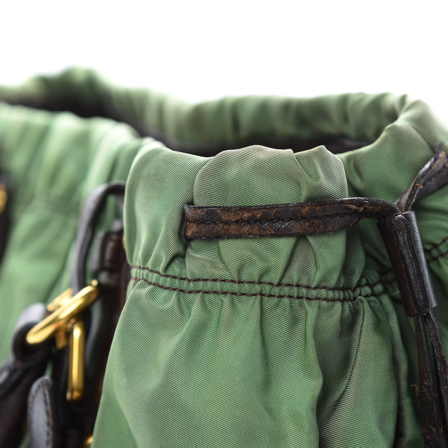 Tessuto Nylon Gaufre Tote Green Brown