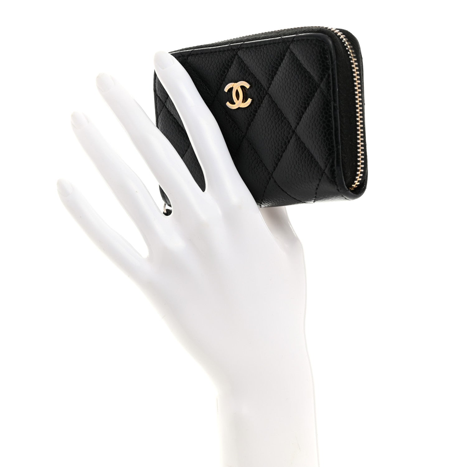 Chanel Caviar Quilted Zip Coin Purse Black 2 of 7