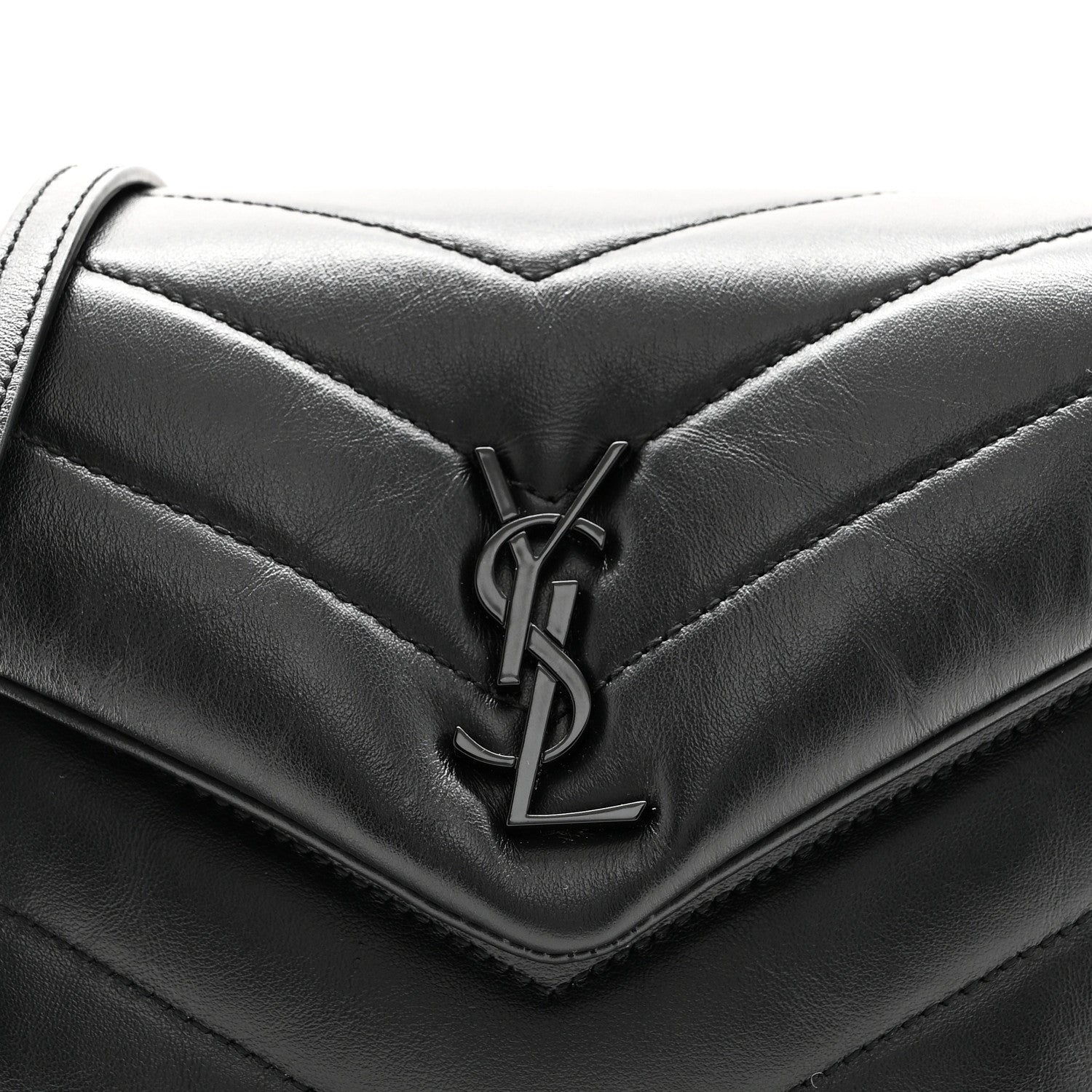 Saint Laurent Calfskin Y Quilted Monogram Monochrome Toy Loulou Crossbody Bag Black 9 of 12