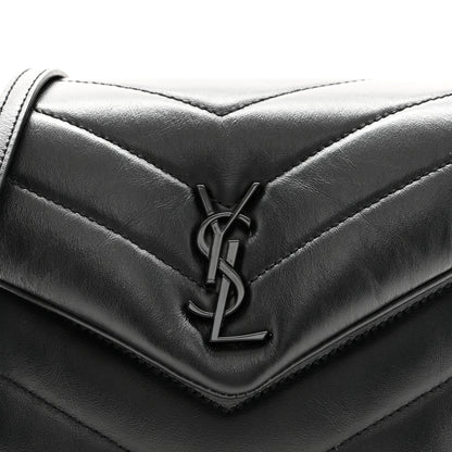 Saint Laurent Calfskin Y Quilted Monogram Monochrome Toy Loulou Crossbody Bag Black 9 of 12