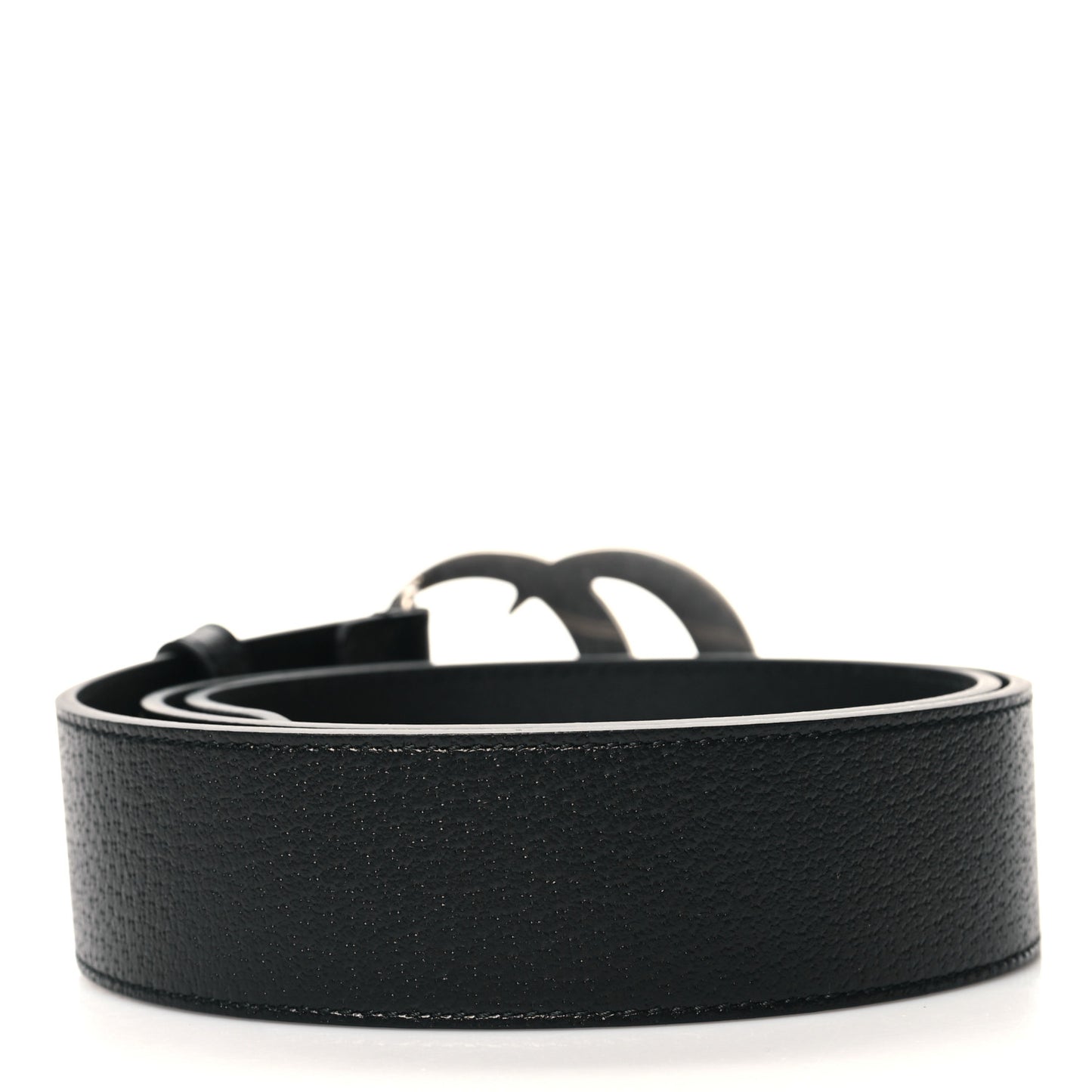 Textured Dollar Calfskin Nickel Double G 40mm Belt 85 34 Black 85/34 Black