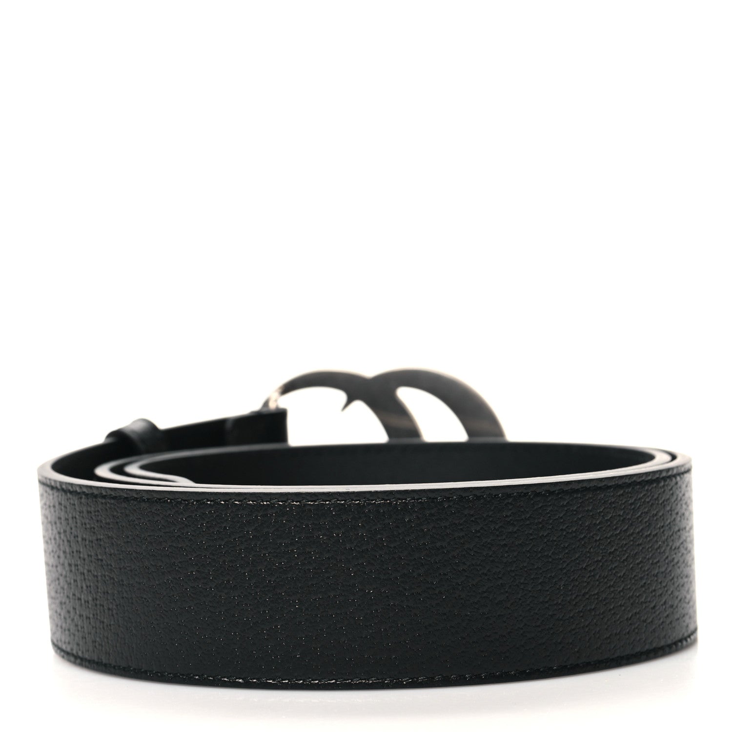 Gucci Textured Dollar Calfskin Nickel Double G 40mm Belt 85 34 Black 85/34 Black 2 of 5