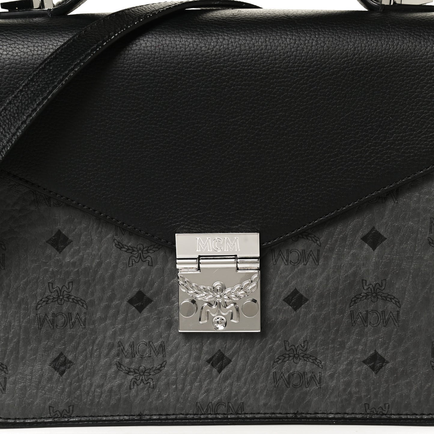 Visetos Calfskin Spot Park Avenue Medium Shoulder Bag Dark Grey Black