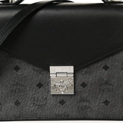 MCM Visetos Calfskin Spot Park Avenue Medium Shoulder Bag Dark Grey Black 8 of 10