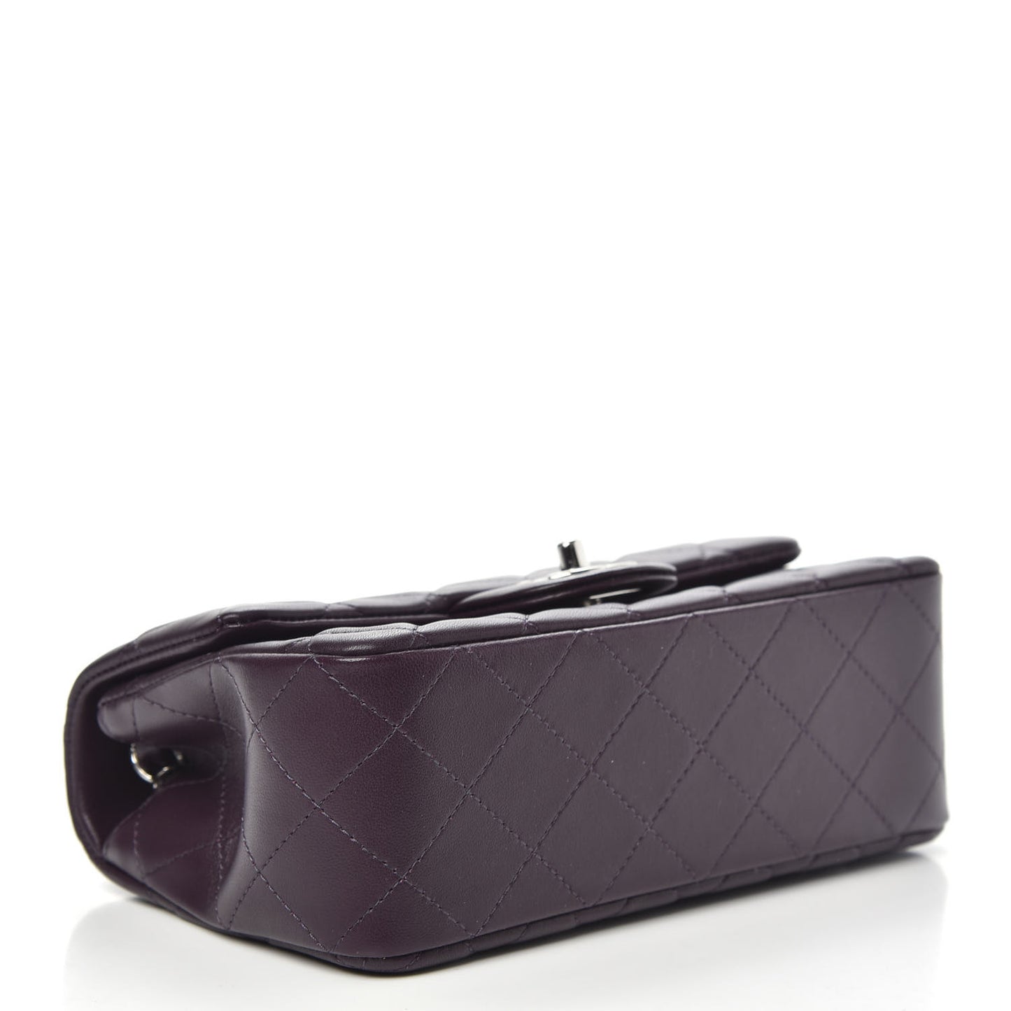 Lambskin Quilted Mini Rectangular Flap Dark Purple