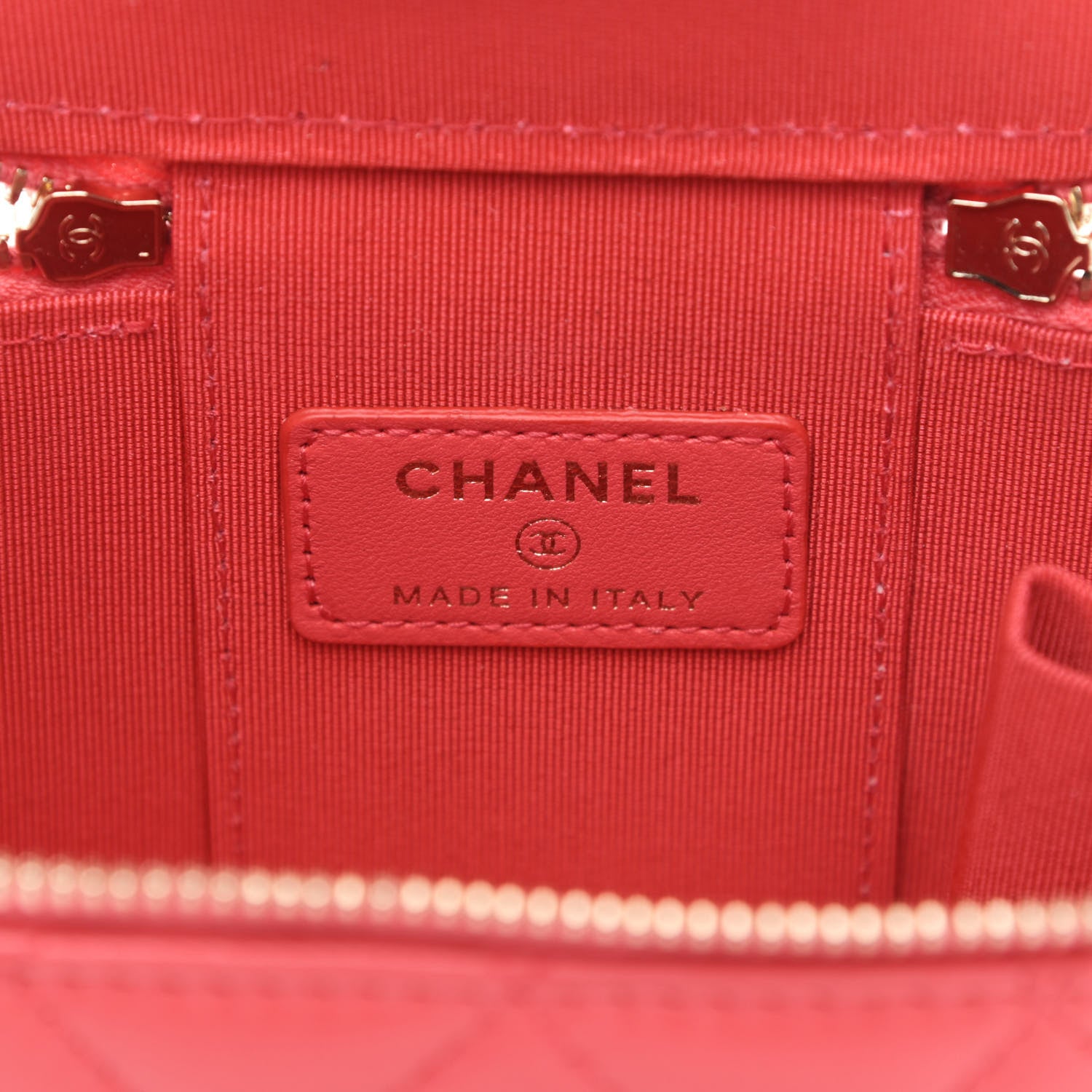 Chanel Lambskin Quilted Mini Vanity Case With Chain Dark Pink 6 of 11