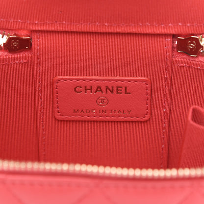Chanel Lambskin Quilted Mini Vanity Case With Chain Dark Pink 6 of 11