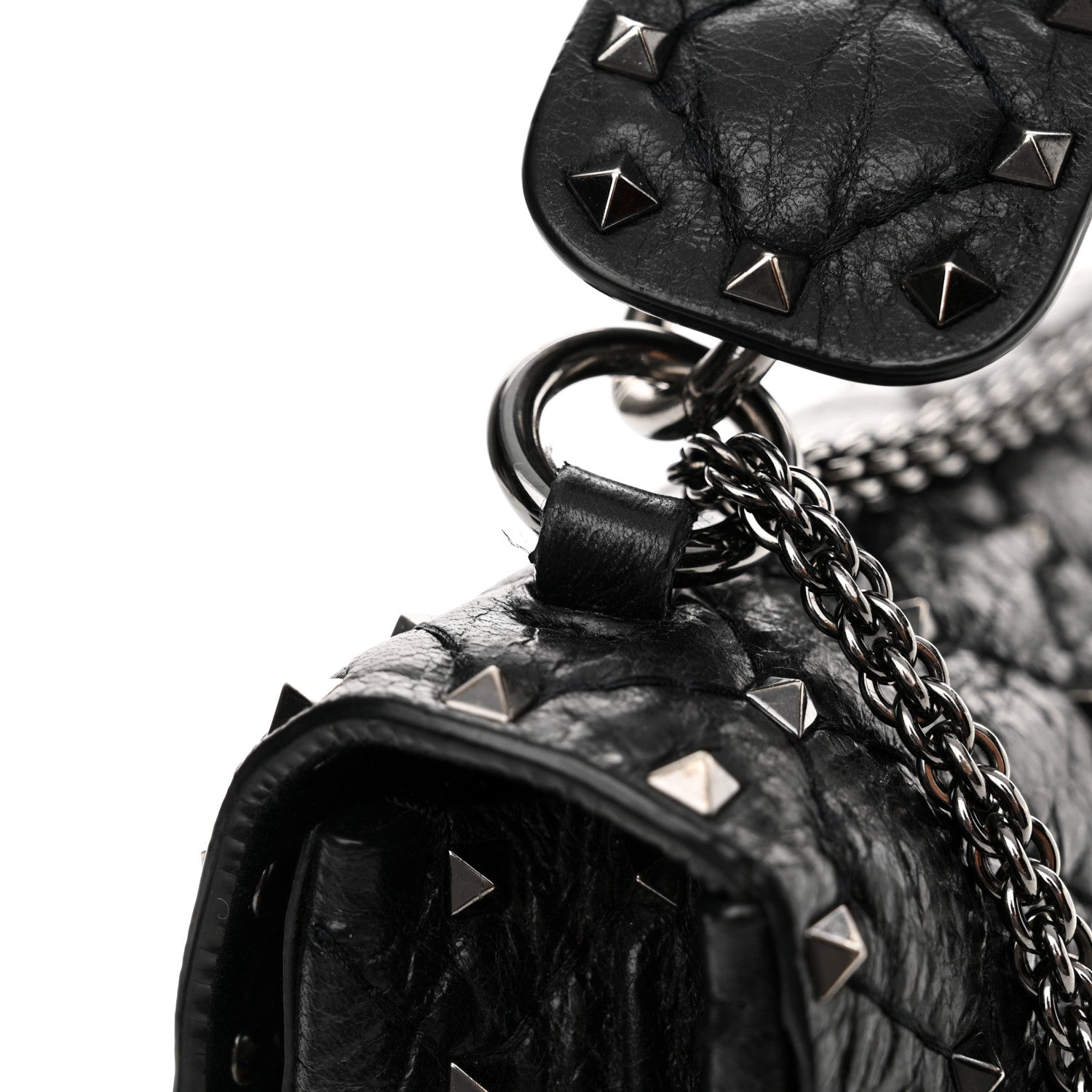 Valentino Garavani Craquele Nappa Medium Rockstud Spike Shoulder Bag Black 15 of 15