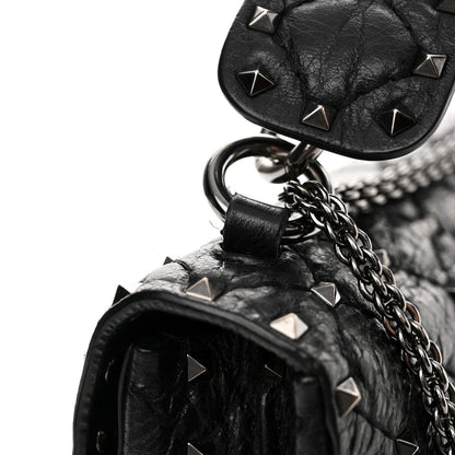 Valentino Garavani Craquele Nappa Medium Rockstud Spike Shoulder Bag Black 15 of 15