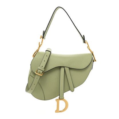 Christian Dior Grained Calfskin Saddle Bag With Strap Ethereal Green 1 of 13
