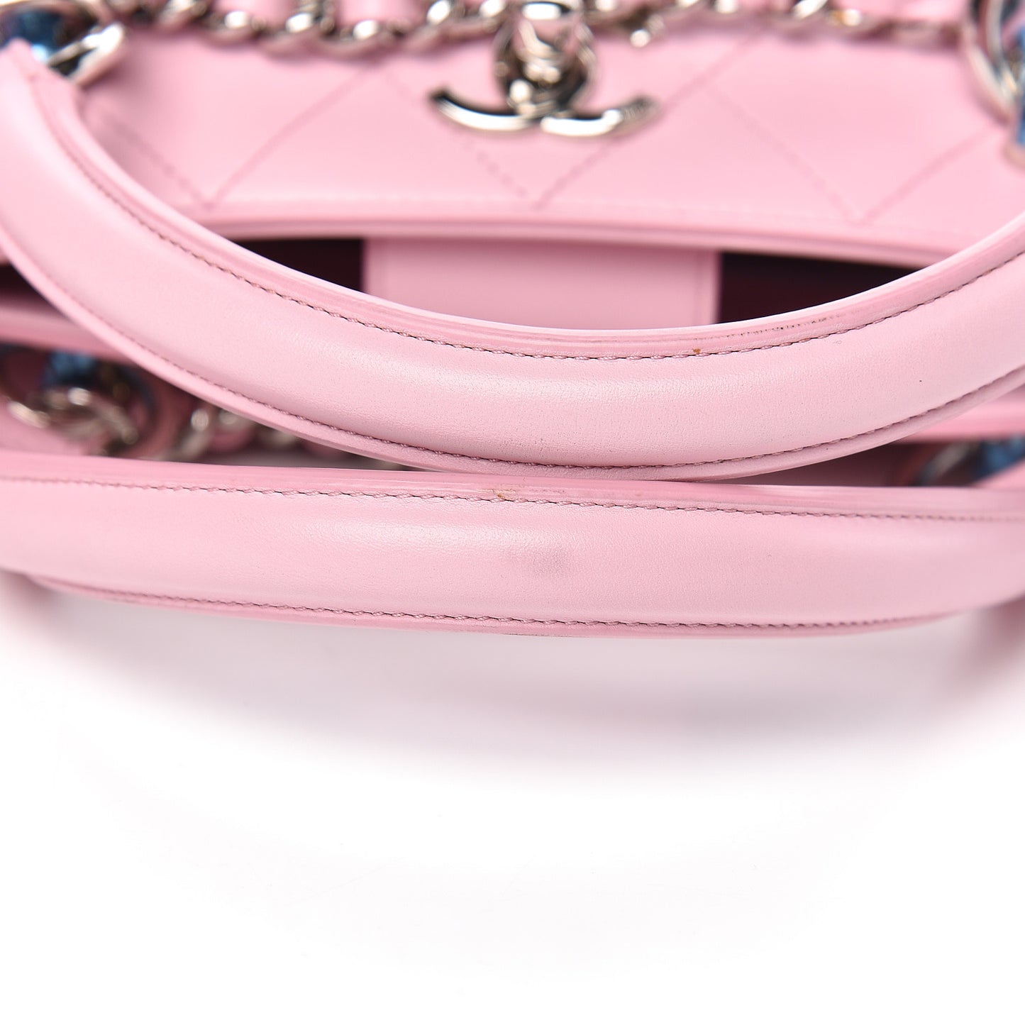 Calfskin Stitch Medium Ring My Bag Shopping Tote Pink