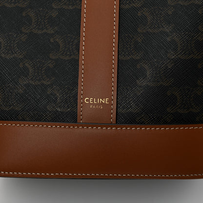 Celine Triomphe Canvas Calfskin Small Bucket Bag Tan 7 of 11