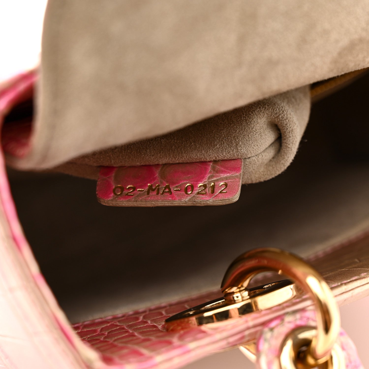 Christian Dior Metallic Alligator Gradient Small Lady Dior Pink 7 of 10