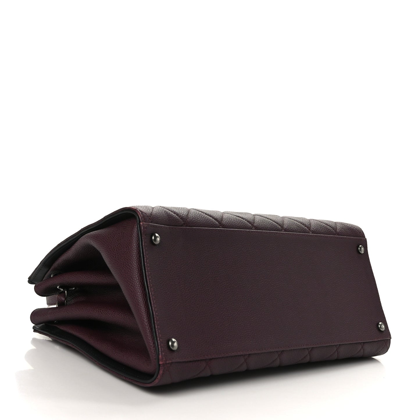 Caviar Quilted Large CC Accordion Shopping Bag Burgundy
