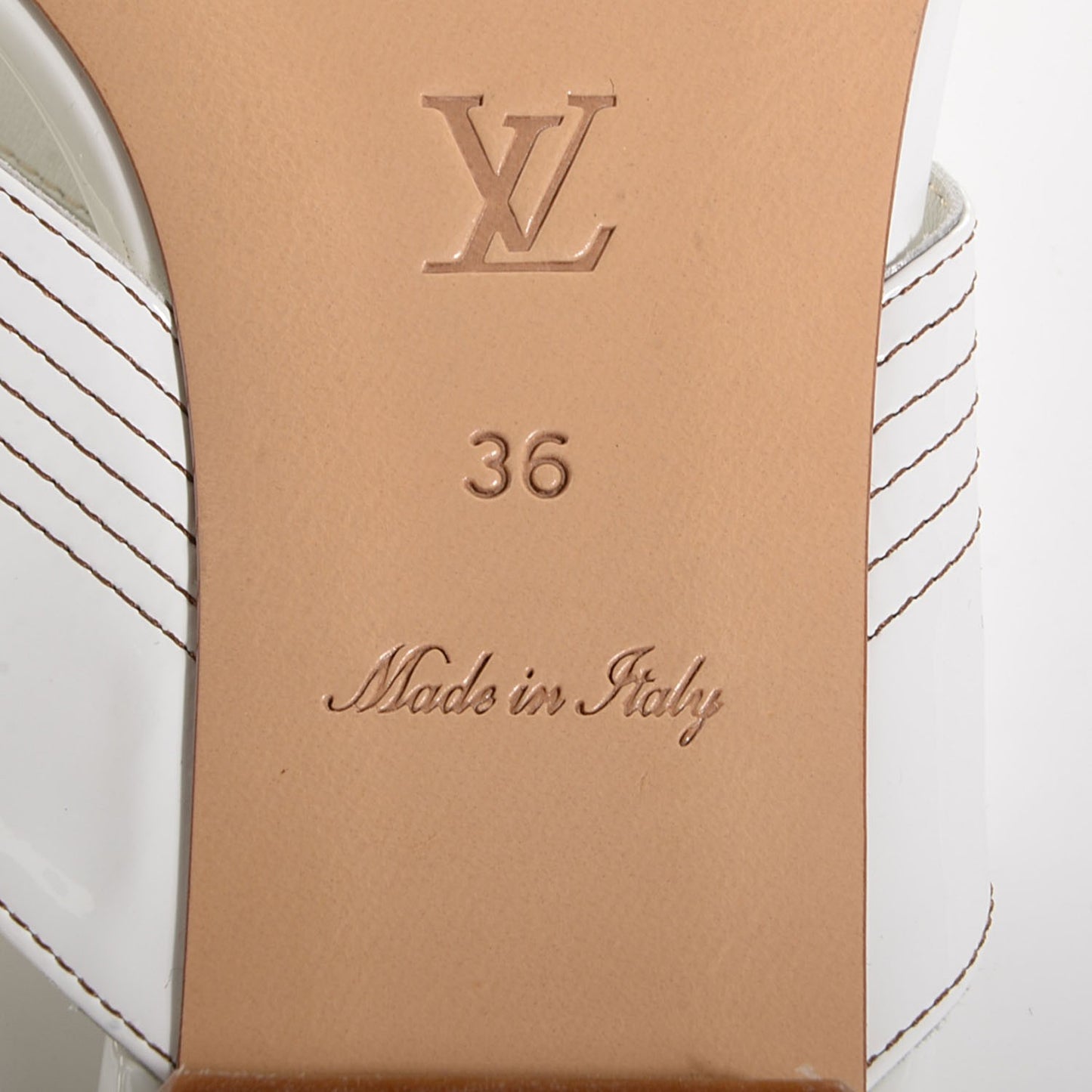Leather Perforated Thong Sandals 36 White