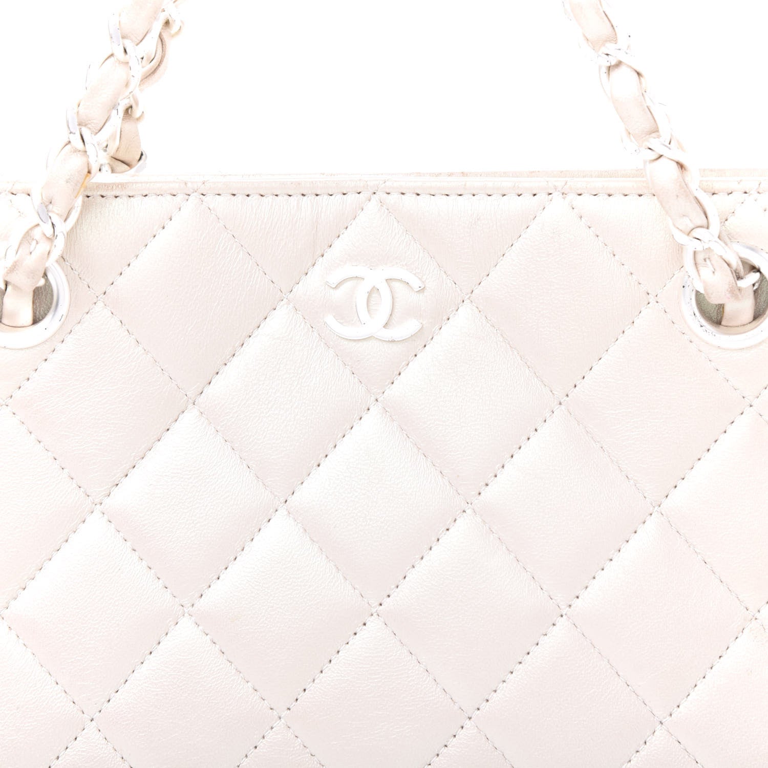 Chanel Iridescent Lambskin Quilted Pochette White 11 of 12