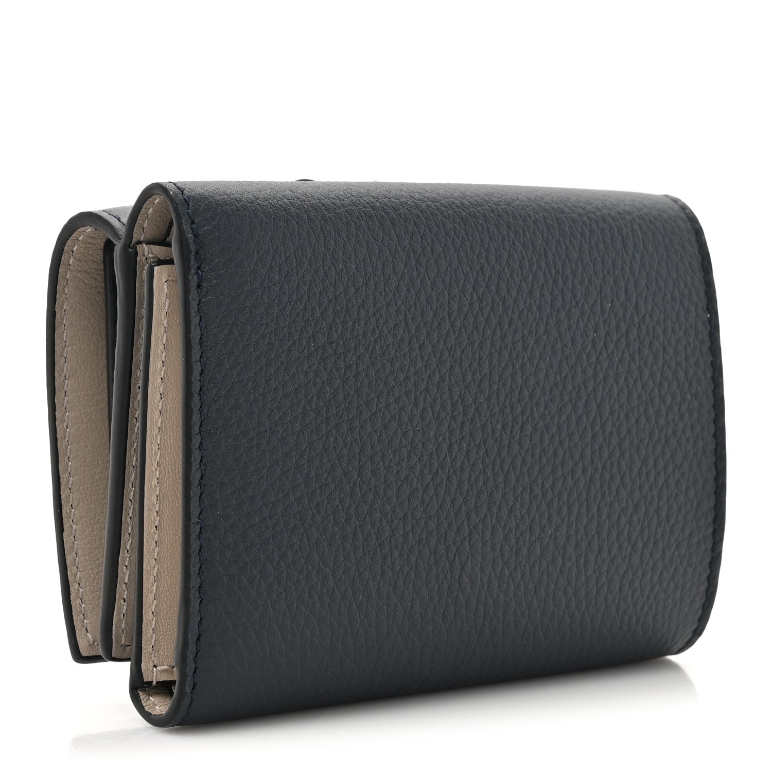 Loewe Grained Calfskin Anagram Trifold Wallet Dark Navy Silver 3 of 10