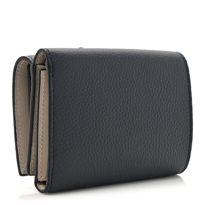 Loewe Grained Calfskin Anagram Trifold Wallet Dark Navy Silver 3 of 10