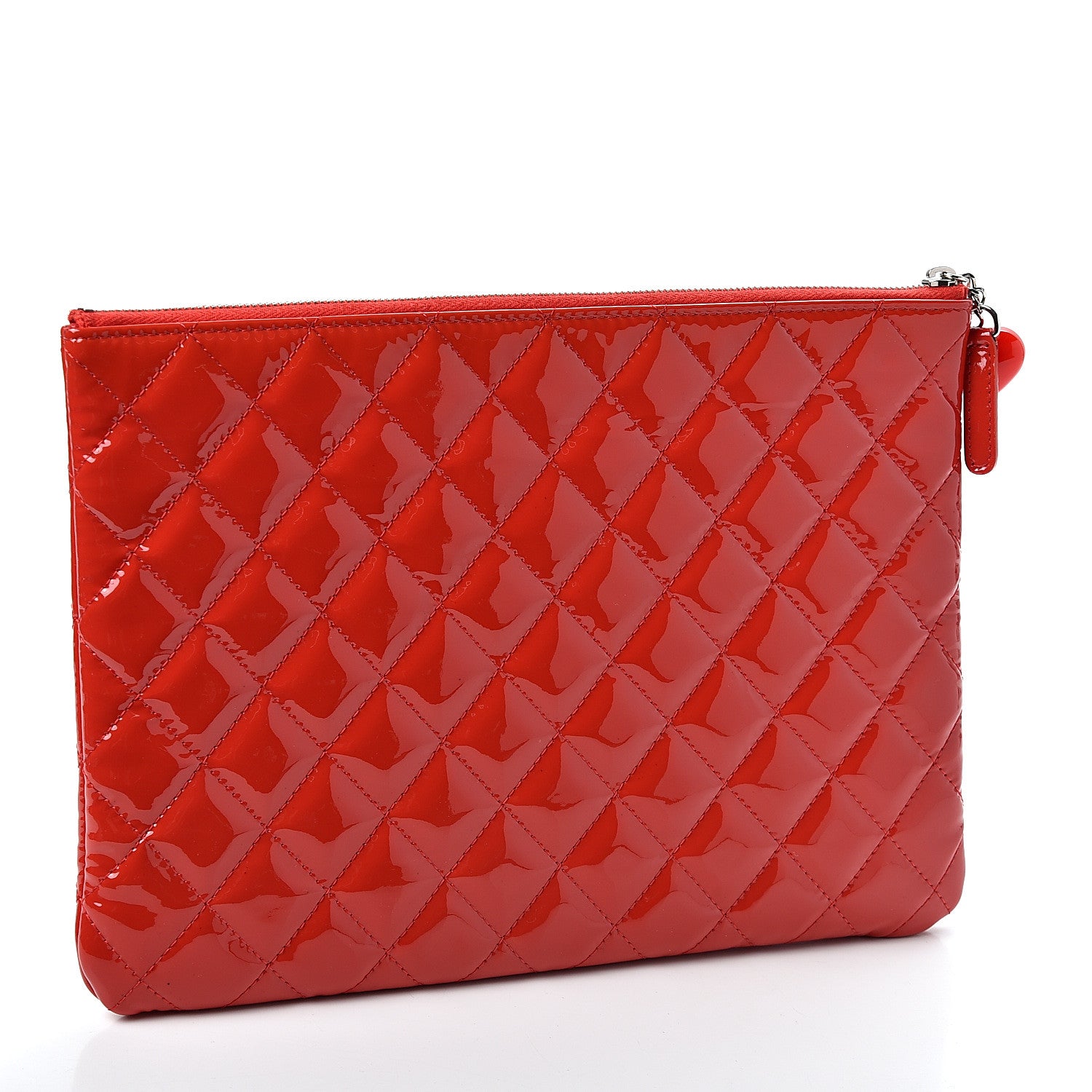 Chanel Patent Calfskin Quilted Valentine Hearts Medium O Cosmetic Case Red 1 of 8