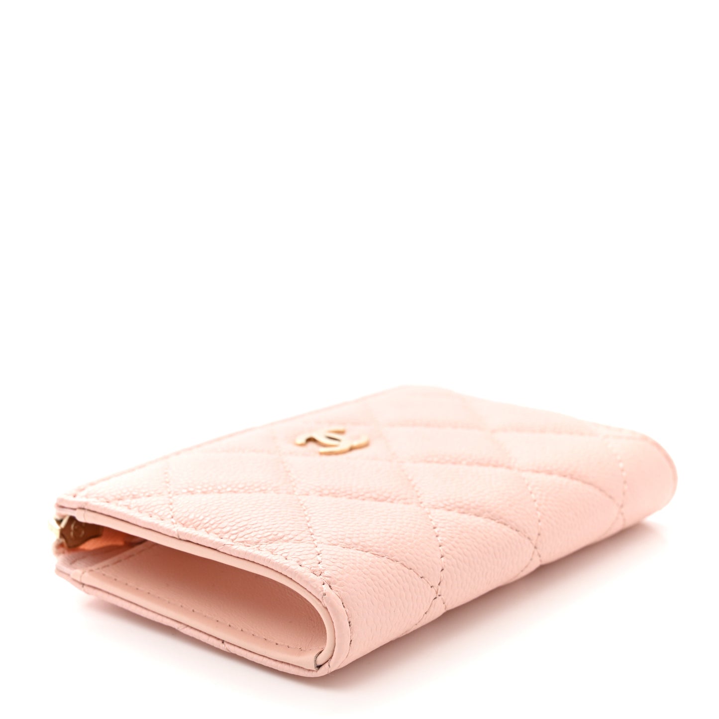 Caviar Quilted Zipped Key Holder Case Light Pink