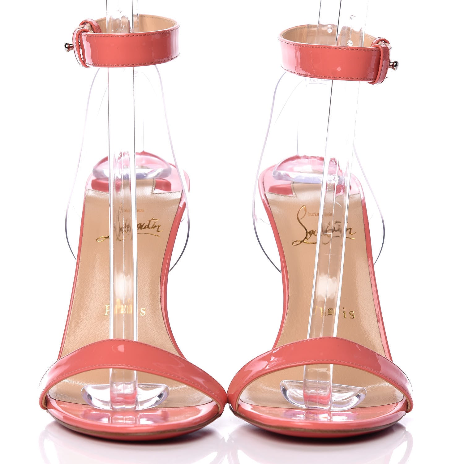 Christian Louboutin Shiny Nappa PVC Jonatina 100 Sandals 38 Pink 2 of 7