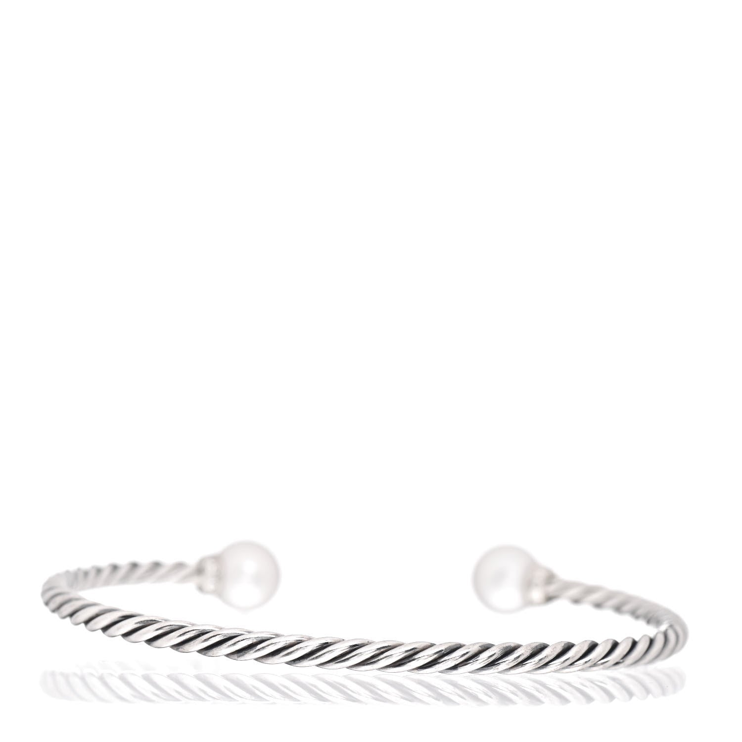 David Yurman Sterling Silver Diamond Pearl 9mm Solari Bracelet 3 of 4