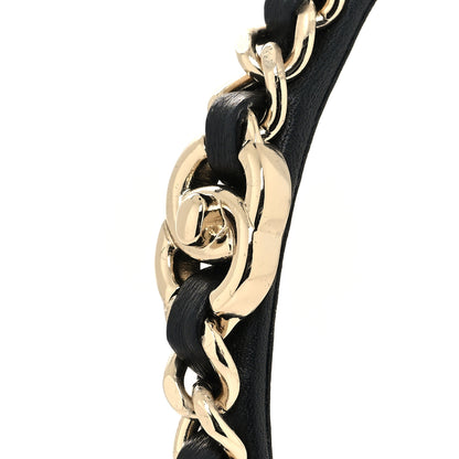 Chanel Metal Lambskin Chain CC Headband Black Gold 5 of 5