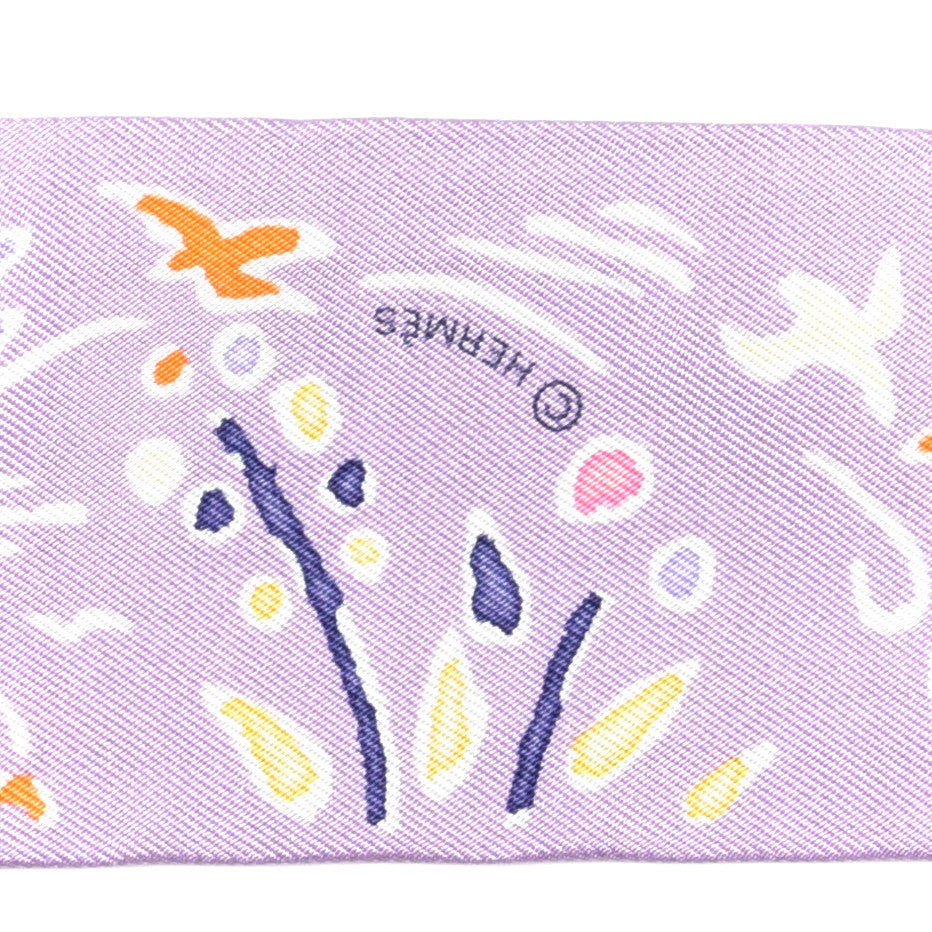 Hermes Silk Isola Di Primavera Twilly Lilas Orange Jaune 3 of 4